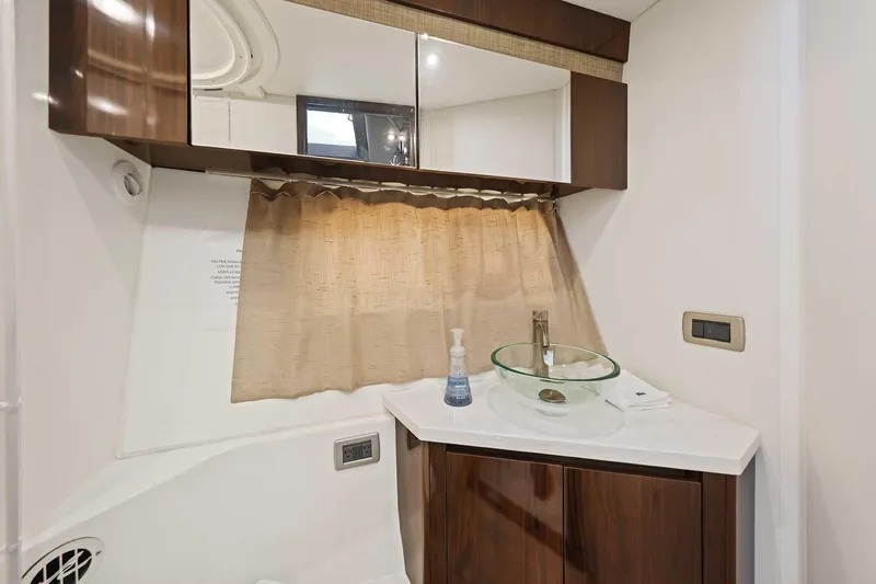 Slide: The Image of Luxurious bathroom interior of 2017 Sea Ray Sundancer 400 yacht with modern fixtures. - 28