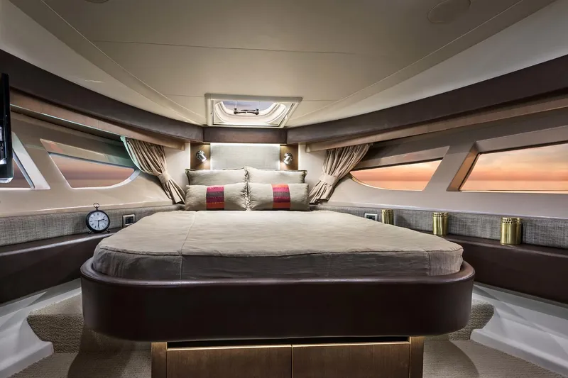 Slide: The Image of Manufacturer Provided Image: Luxurious bedroom interior of 2017 Sea Ray Sundancer 400 yacht with panoramic windows. - 45