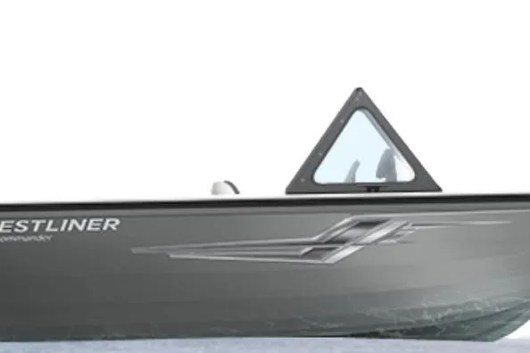 The Image of 2026 Crestliner 1850 Commander boat side view with sleek design and modern graphics. - 1