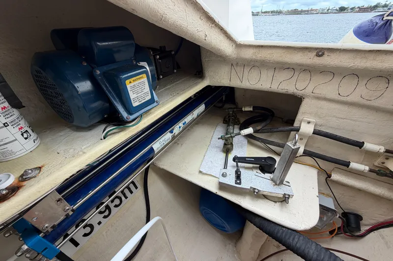 Slide: The Image of Interior of a 2007 Dolphin 460 boat showing mechanical components and equipment. - 87