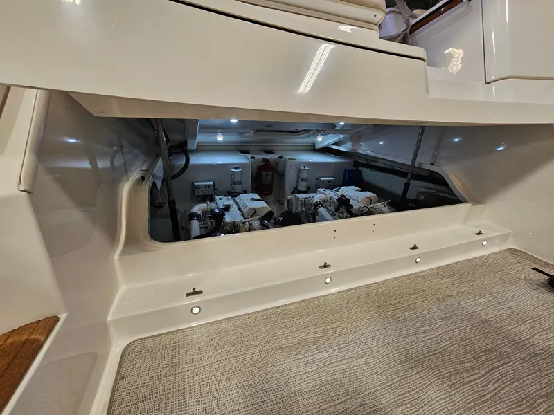 Slide: The Image of Engine room of 2014 Tiara Yachts 43 Open with clean design. - 10
