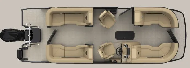 Slide: The Image of Evotti 523 QL 2026 pontoon boat interior with seating layout. - 3