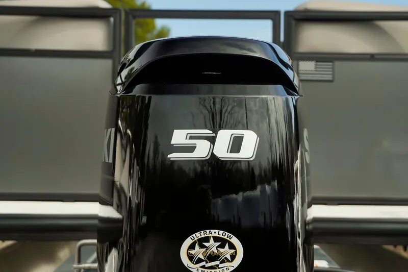 Slide: The Image of Outboard motor with "50" marking on Dockside 20DQ, 2026 model, ultra-low emissions. - 12