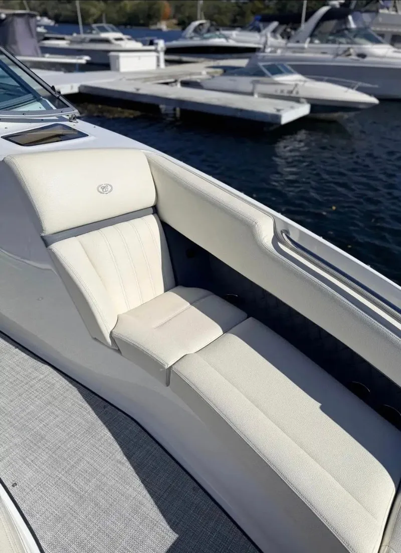 Slide: The Image of Luxurious seating area on a 2020 Cobalt R35 boat. - 12