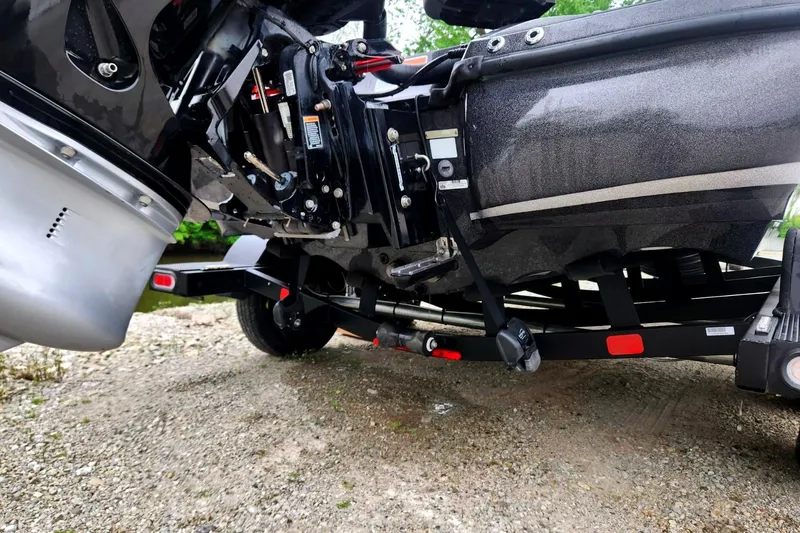 Slide: The Image of Underside of a 2022 Nitro Z19 Pro boat on a trailer. - 13