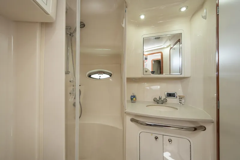 Slide: The Image of Luxurious bathroom in 2003 Sea Ray 480 Motor Yacht with shower and vanity. - 59