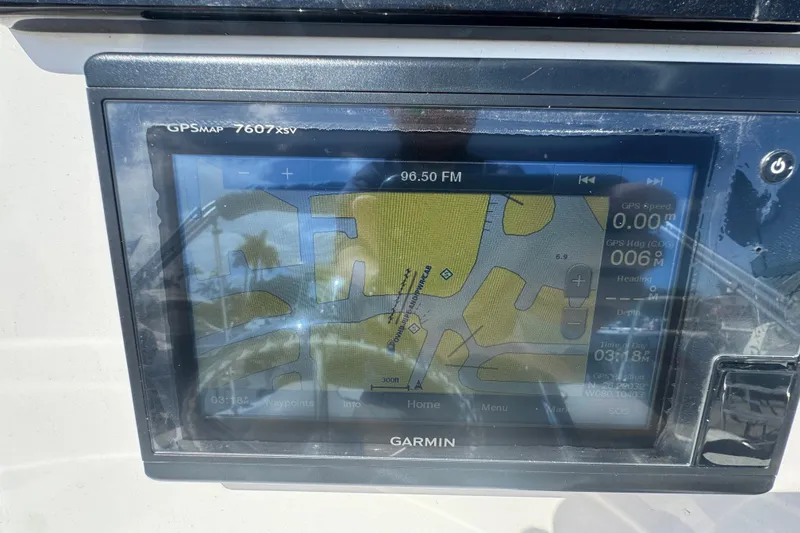 Slide: The Image of Garmin GPS display on 2017 NauticStar 211 Angler boat showing navigation map. - 3