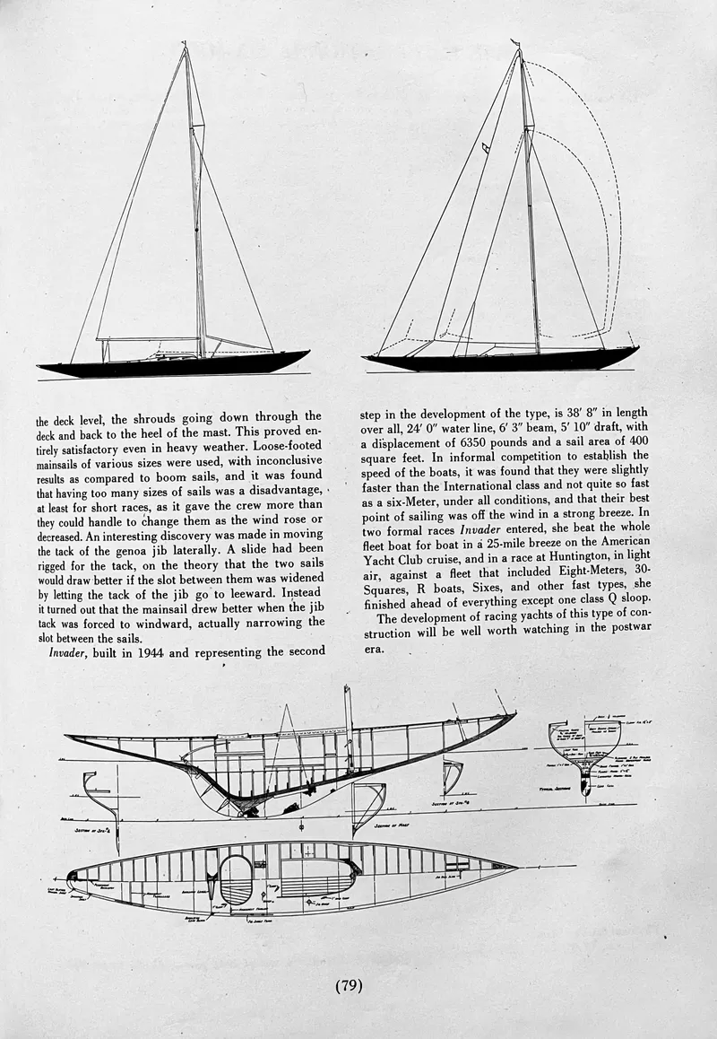 Slide: The Image of Blueprints and design of 1944 Luders 24 sailboat. - 18
