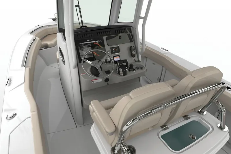 Slide: The Image of Manufacturer Provided Image: 2017 Boston Whaler 250 Outrage boat interior with helm and seating. - 23