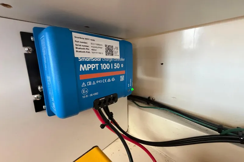 Slide: The Image of SmartSolar charge controller installed on 1987 Viking 44 Motor Yacht. - 85