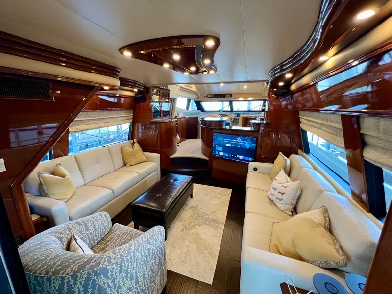 Slide: The Image of Luxurious interior of a 2005 Marquis 59 yacht with elegant furnishings. - 2