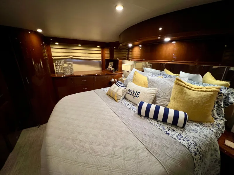 Slide: The Image of Luxurious bedroom on a 2005 Marquis 59 yacht. - 23
