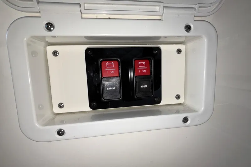 Slide: The Image of Control panel with engine and house switches in Navan S30, 2025 model. - 36