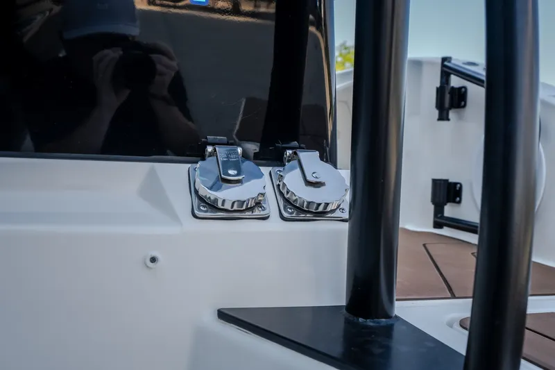 Slide: The Image of Close-up of 2025 Navan S30 boat deck fittings and hardware. - 50