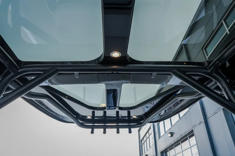 Slide: The Image of Underneath view of 2025 Navan S30's glass roof and structural frame. - 36