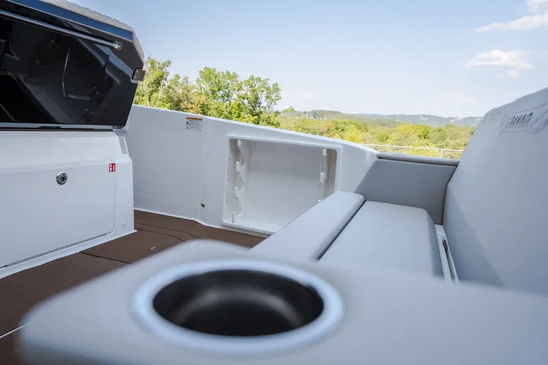 Slide: The Image of Interior view of 2025 Navan S30 boat with seating and cup holder. - 20