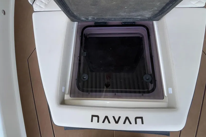 Slide: The Image of Open hatch on Navan S30 boat, 2025 model, showcasing interior access. - 54