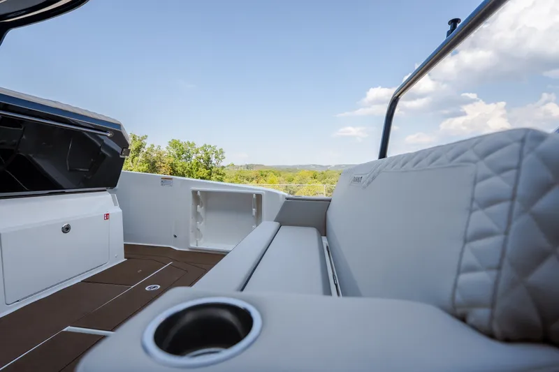 Slide: The Image of Luxurious seating on the 2025 Navan S30 boat, featuring elegant design and scenic views. - 19