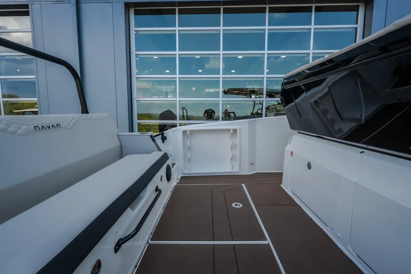 Slide: The Image of 2025 Navan S30 boat interior with sleek seating and modern design elements. - 44