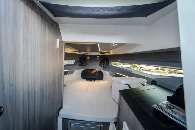 Slide: The Image of Interior cabin of 2025 Navan S30 boat, featuring modern design and comfortable seating. - 61