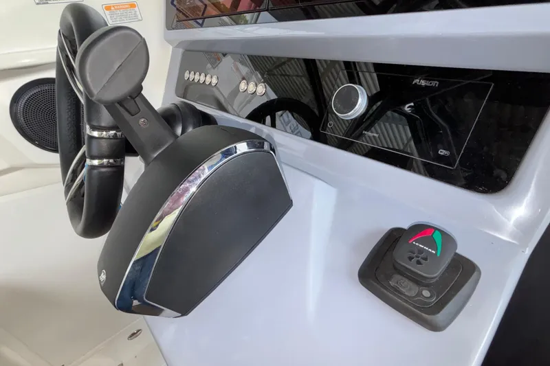 Slide: The Image of Steering console of 2025 Navan S30 boat with modern controls and sleek design. - 48