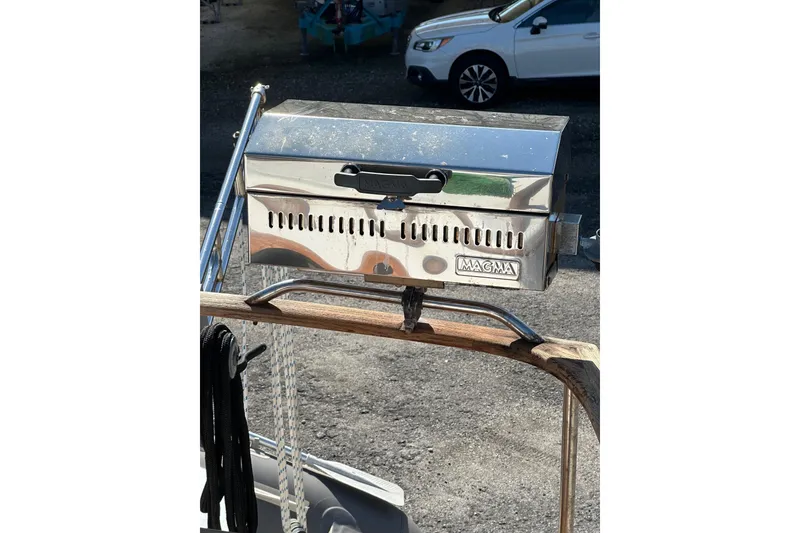 Slide: The Image of Stainless steel Magma grill mounted on 1981 Albin 36 Trawler boat deck. - 25