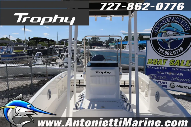 Slide: The Image of 2026 Bayliner Trophy T18 boat at Antonietti Marine sales lot. - 15