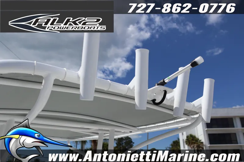 Slide: The Image of 2026 ALK2 Powerboats 22 CRS with rod holders, Antonietti Marine branding. - 9