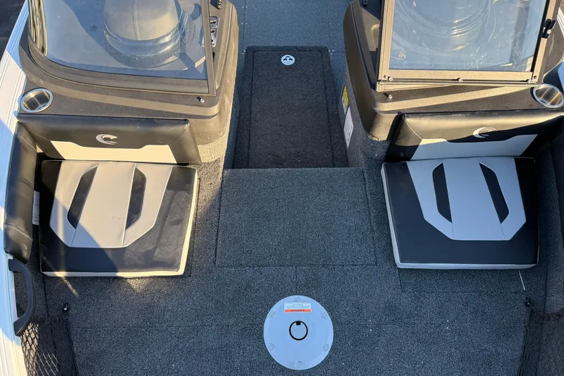 Slide: The Image of 2026 Crestliner 1850 Super Hawk interior with dual seats and windshield. - 6