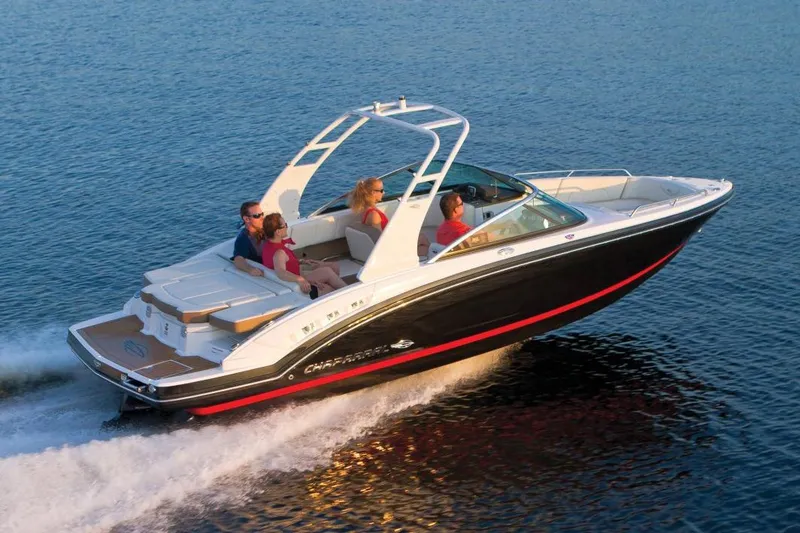 Slide: The Image of Manufacturer Provided Image: 2017 Chaparral 227 SSX boat cruising on water with passengers. - 2