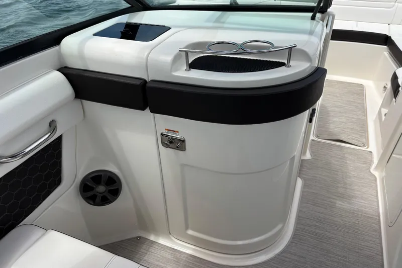 Slide: The Image of 2019 Sea Ray SDX 270 Outboard interior with sleek seating and modern design. - 31