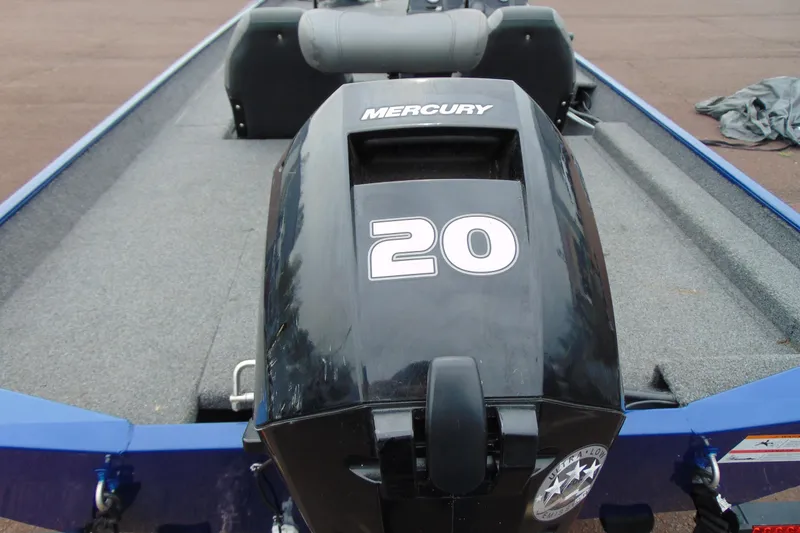 Slide: The Image of 2020 Crestliner 1700 Storm boat with Mercury 20 engine, rear view. - 10