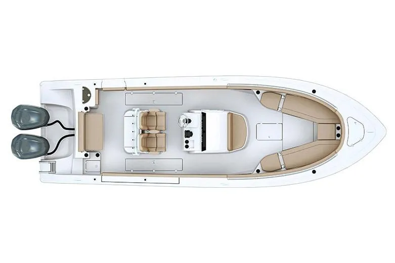 Slide: The Image of Manufacturer Provided Image: 2019 Sportsman Open 282 Center Console boat layout with twin engines. - 5