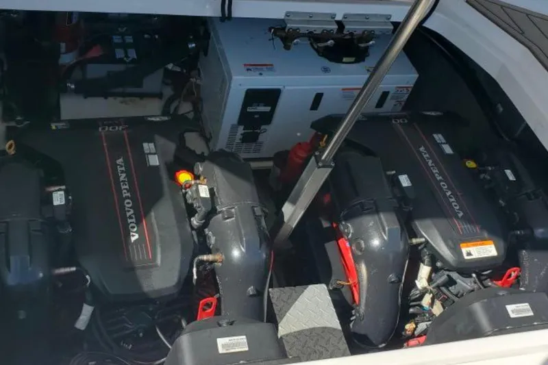 Slide: The Image of Engine compartment of a 2016 Regal 35 Sport Coupe with Volvo Penta engines. - 14