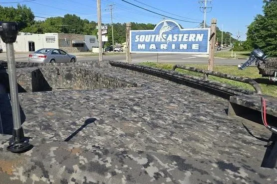 Slide: The Image of Camouflage-patterned 2026 Havoc 1860 DBST boat at Southeastern Marine dealership. - 10