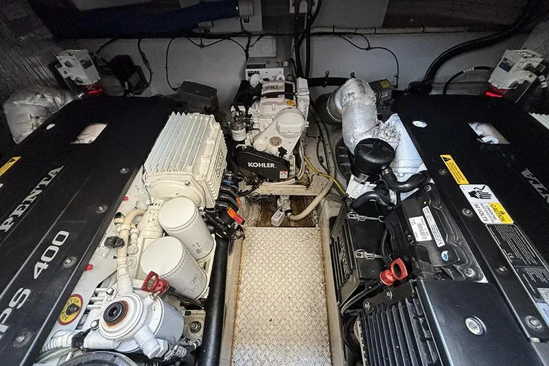 Slide: The Image of Engine room of 2016 Cruisers Yachts 390 Express Coupe with Volvo Penta engines. - 7