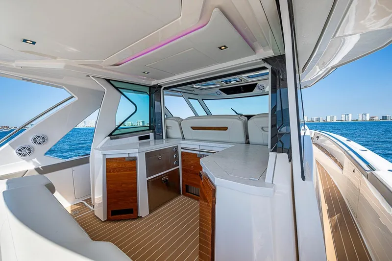 Slide: The Image of Luxurious interior of 2024 Tiara Yachts 48 LS with ocean view and modern amenities. - 26