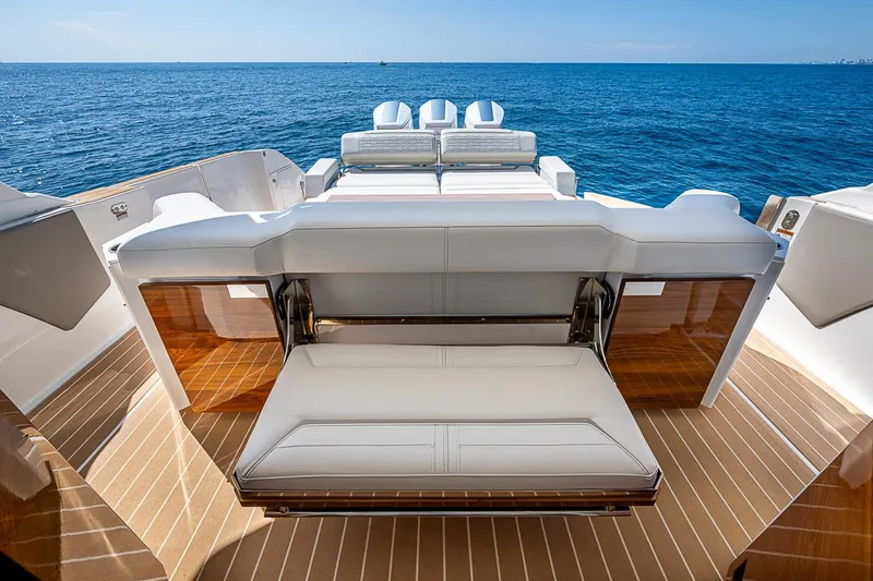Slide: The Image of Luxury 2024 Tiara Yachts 48 LS with elegant seating and ocean view. - 36