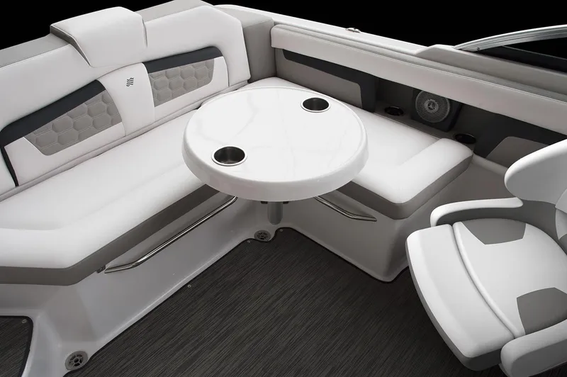 Slide: The Image of Manufacturer Provided Image: 2019 Four Winns HD220 boat interior with seating and table. - 15