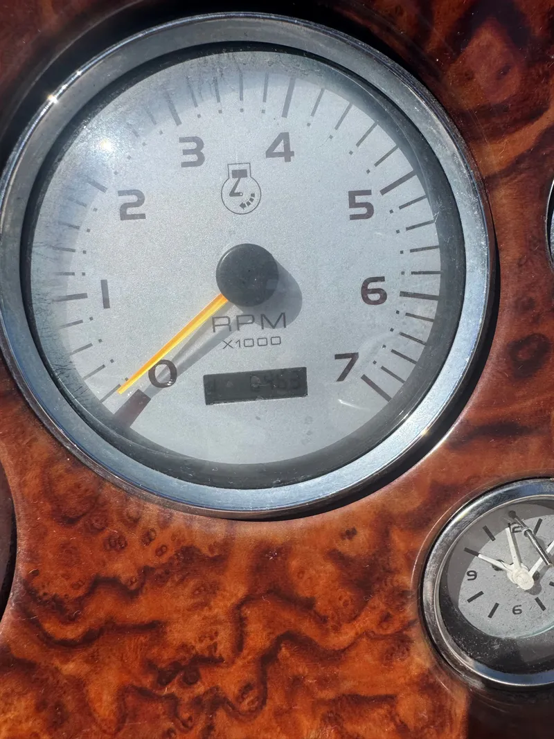 The Image of Tachometer of a 2005 Rinker Fiesta Vee 342 boat, showing 2.9 RPM. - 0