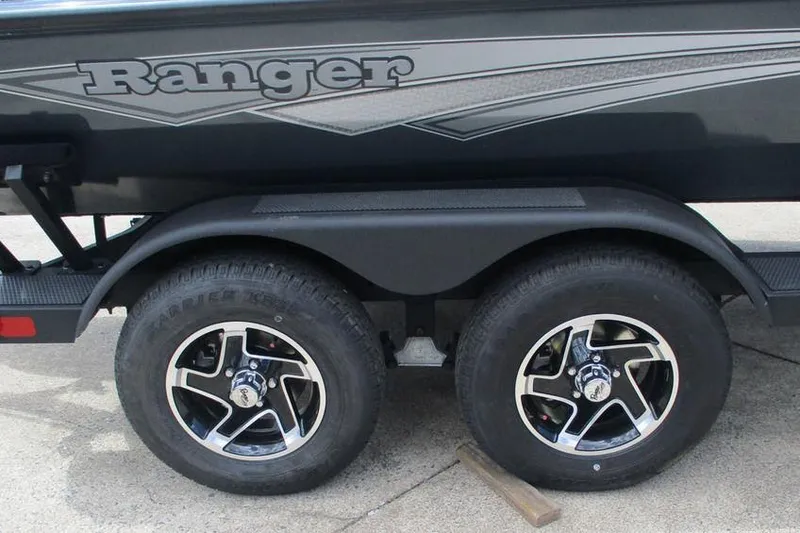 Slide: The Image of 2026 Ranger RT198P boat trailer with dual wheels and stylish rims. - 11