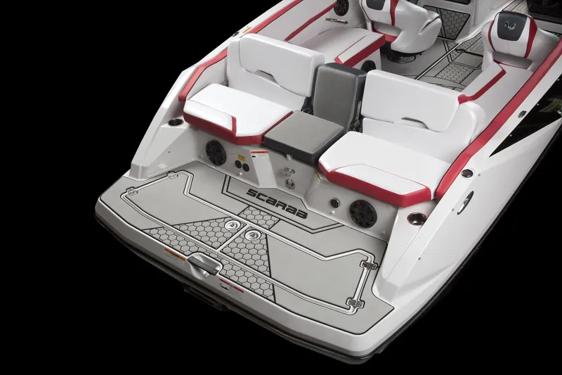 Slide: The Image of 2018 Scarab 215 ID boat rear view with seating area. - 32