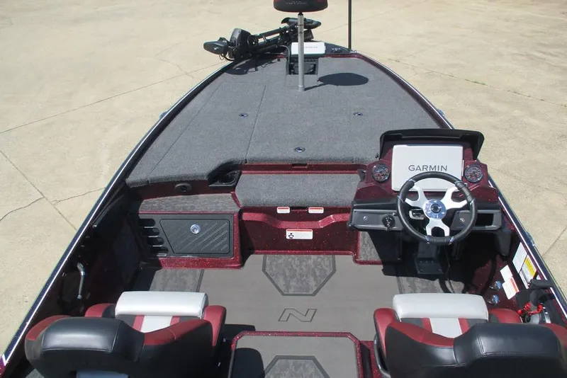 Slide: The Image of 2026 Nitro Z20 XL Pro boat interior with Garmin navigation system and dual seating. - 11