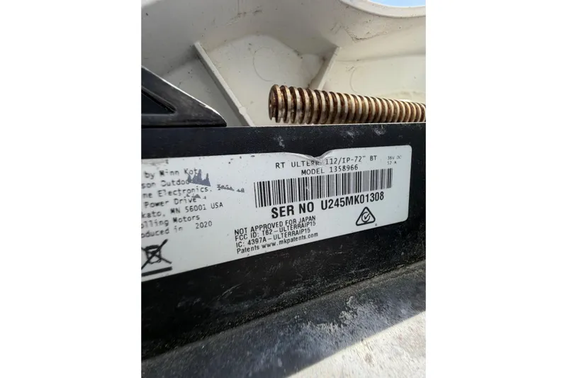 Slide: The Image of Label on a 2019 World Cat 230 CC boat, showing serial and model numbers. - 47