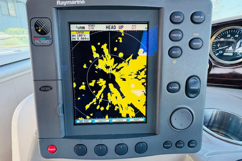 Slide: The Image of Raymarine RL70C radar display on 2002 Rinker Fiesta Vee 342 boat dashboard. - 31