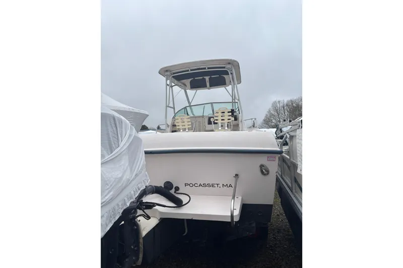 Slide: The Image of 2001 Grady-White Gulfstream 232 boat docked in Pocasset, MA, rear view. - 5