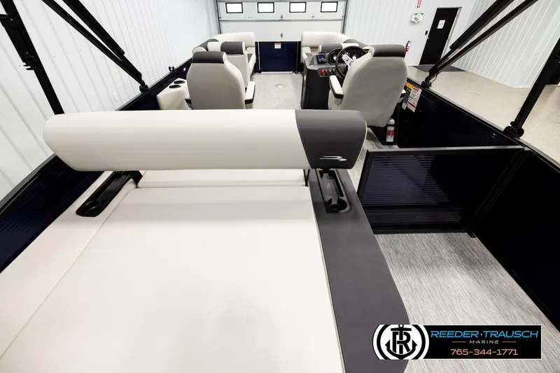Slide: The Image of Interior view of 2026 Bennington 22 SSBSF pontoon boat with seating and helm. - 16