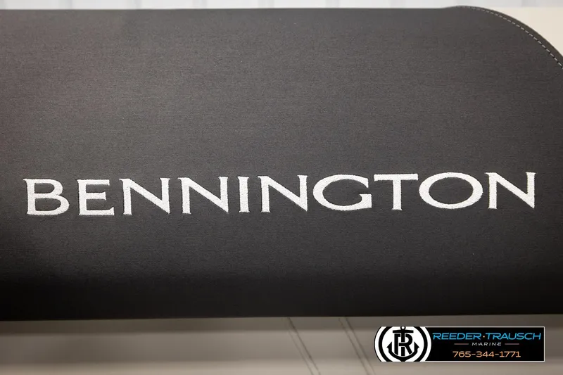 Slide: The Image of Bennington 22 SSBSF 2026 boat cover with Reeder-Trausch Marine branding. - 43