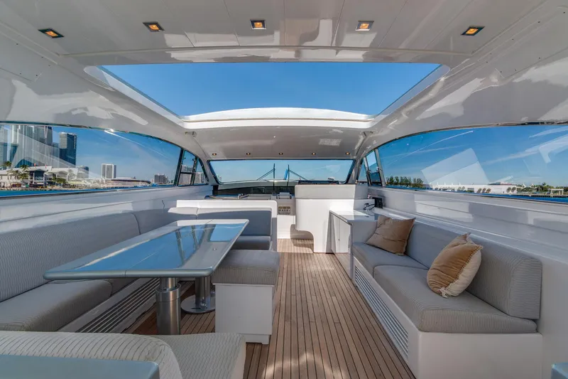 Slide: The Image of Luxurious 2007 Leopard Express Motor Yacht interior with spacious seating and elegant design. - 16