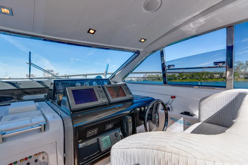 Slide: The Image of Interior view of 2007 Leopard Express Motor Yacht cockpit with navigation equipment. - 18